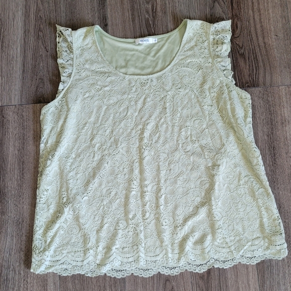 Ricki's Light Green Lace Ruffle Sleeve Top - Picture 3 of 8